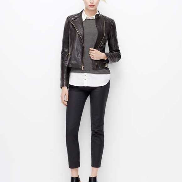 Ann Taylor 100% Genuine Leather Gray Moto Jacket buttery real leather - Picture 5 of 16